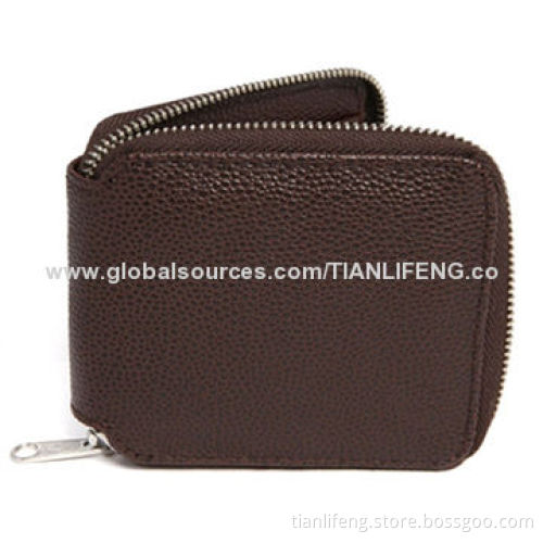 Men's Business Top Grain Zip Wallet